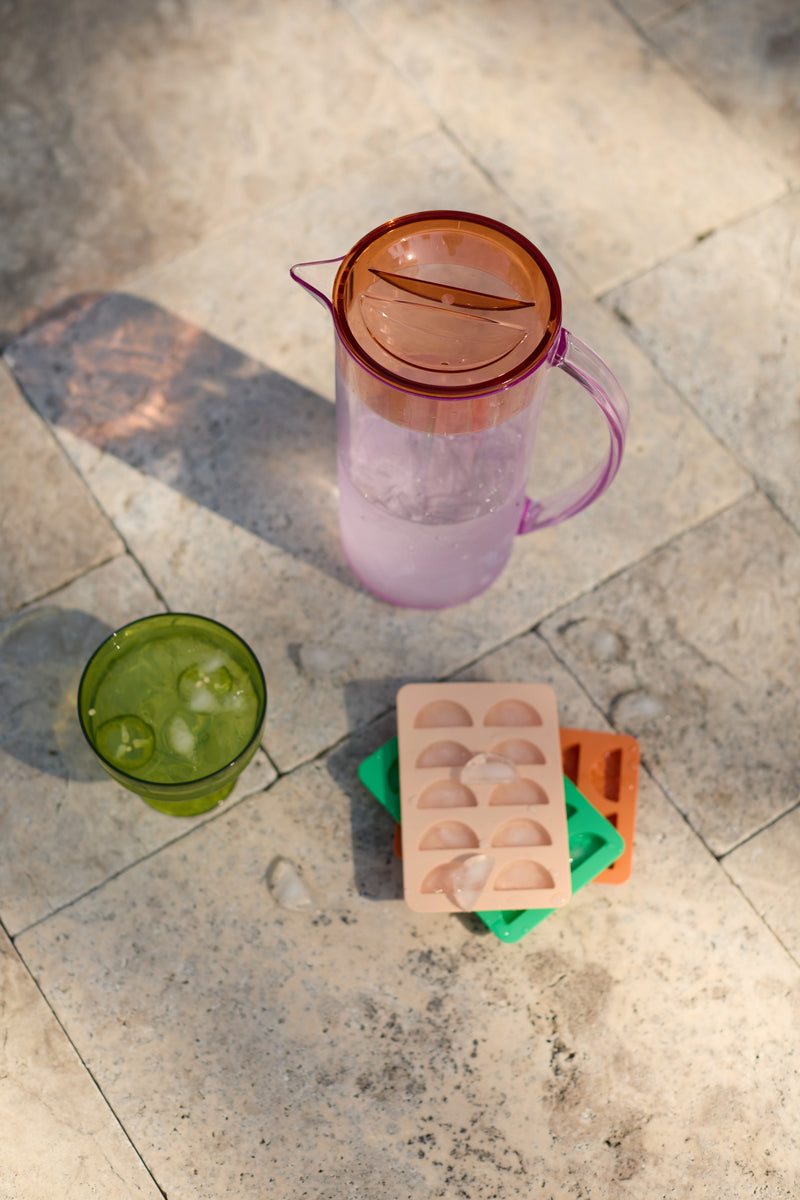 The Dotty Citrus Wedge Ice Trays - Set Of 2 Orange + Blush Pink