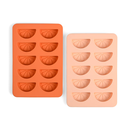 The Dotty Citrus Wedge Ice Trays - Set Of 2 Orange + Blush Pink