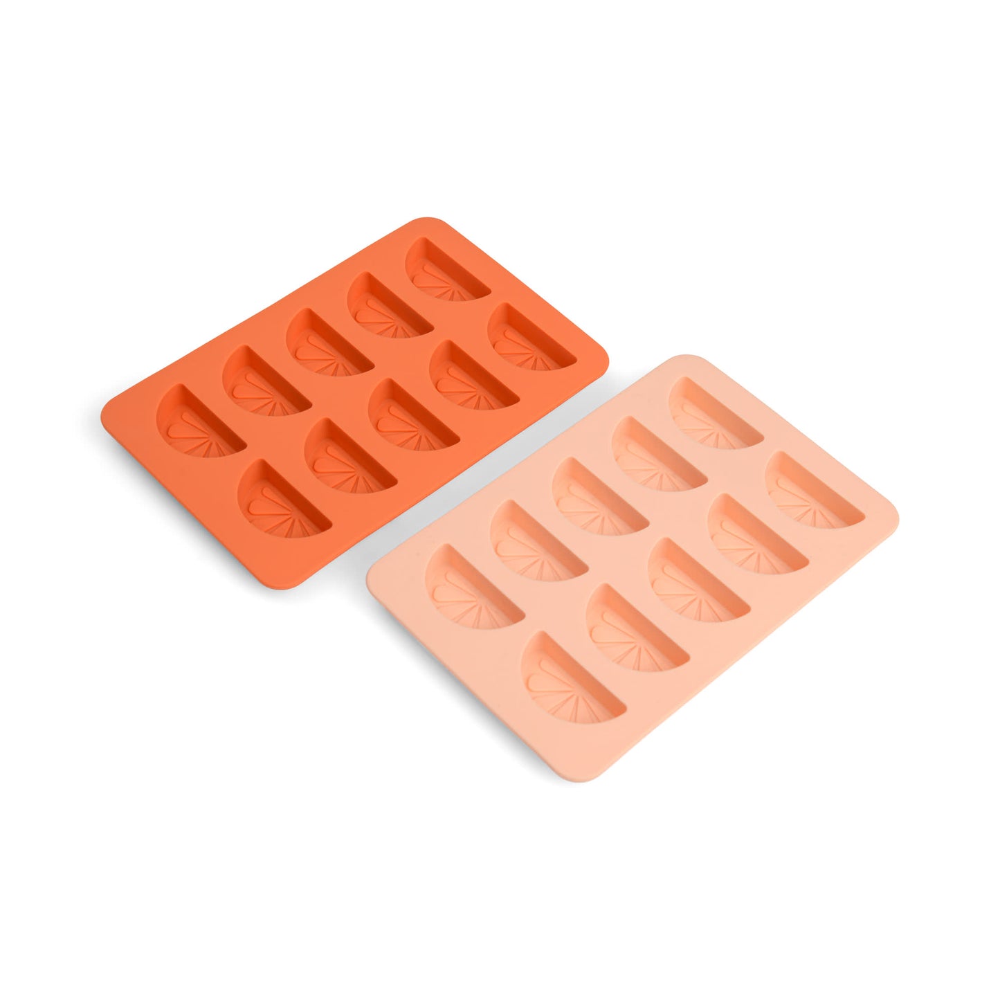 The Dotty Citrus Wedge Ice Trays - Set Of 2 Orange + Blush Pink