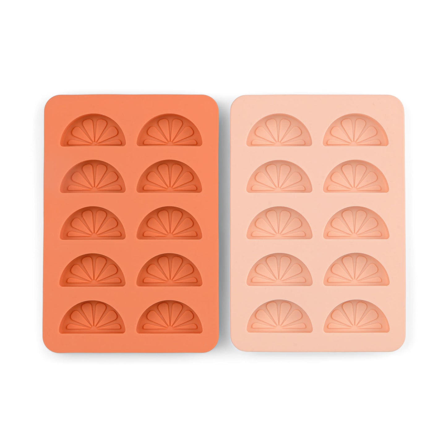 The Dotty Citrus Wedge Ice Trays - Set Of 2 Orange + Blush Pink