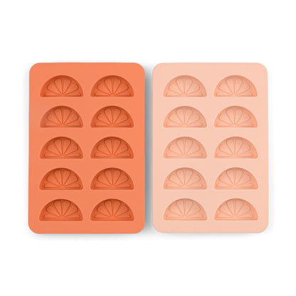 The Dotty Citrus Wedge Ice Trays - Set Of 2 Orange + Blush Pink